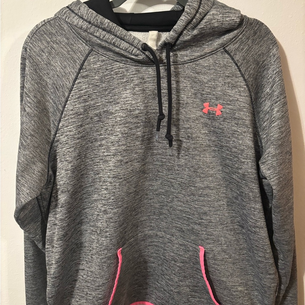 Under Armour Women's Heather Gray Hoodie with Pink Details